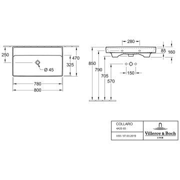 Умывальник подвесной VILLEROY & BOCH COLLARO 4A338301, 80x47, белый 800005827 фото