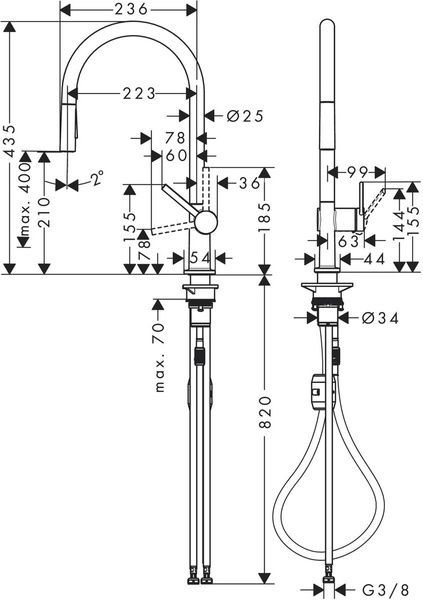 Змішувач для кухонної мийки з висувним душем HANSGROHE TALIS M54 72800000 84982 фото