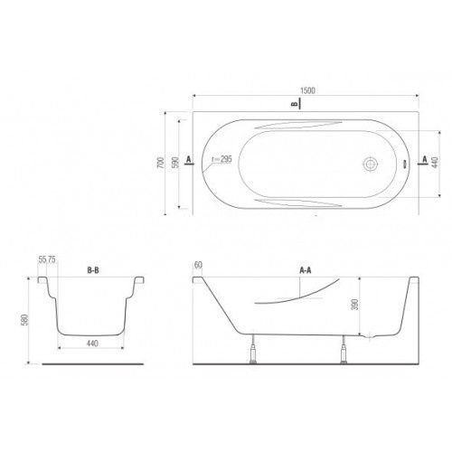 Ванна акриловая с ножками CERSANIT MITO TK001-018, 150x70, белый 80000001508 фото