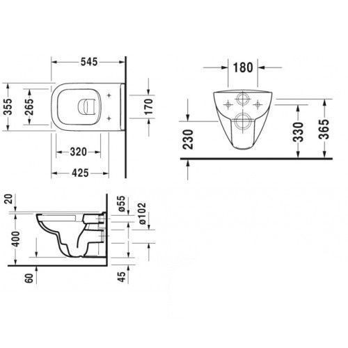 Унитаз подвесной DURAVIT D-CODE 25700900002, Rimless 800006218 фото