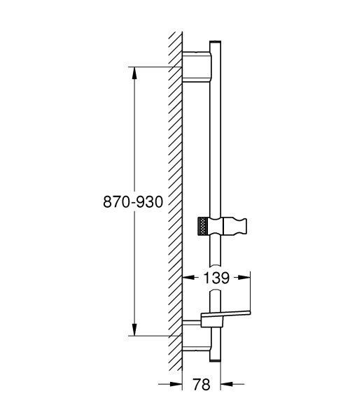 Душова штанга з поличкою 90 см GROHE RAINSHOWER 22125KF0, чорний матовий 94739 фото