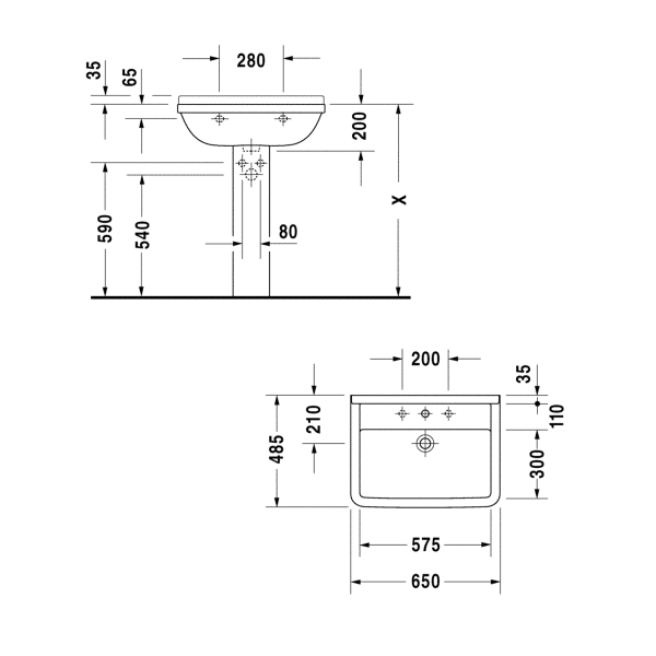 Умивальник підвісний DURAVIT STARCK 3 0300650000, 65х48,5 800006018 фото