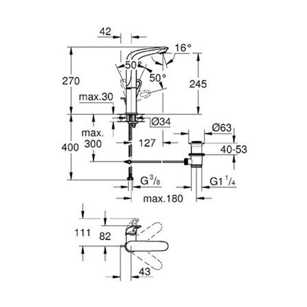 Смеситель для умывальника GROHE EUROSTYLE NEW 23569003 50555 фото
