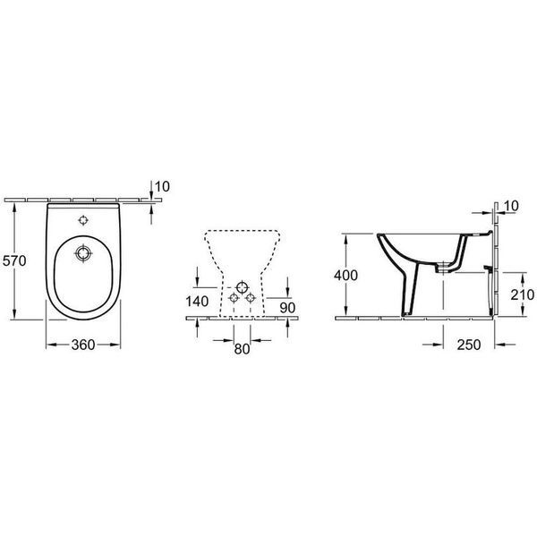 Биде VILLEROY & BOCH O.NOVO 54610001, белый 31770 фото