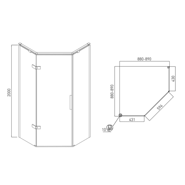 Душевая кабина пятиугольная левая VOLLE NEMO 10-22-170Lglass 73040 фото