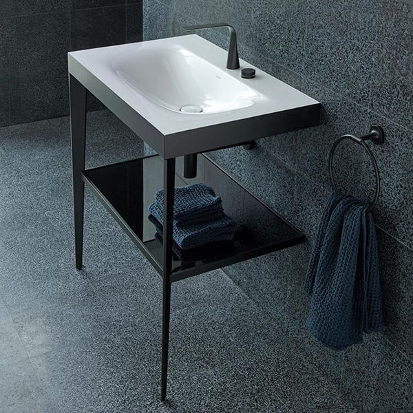 Консоль напольная с умывальником DURAVIT XVIU XV4714OB285, 60x48, черный матовый 800006118 фото