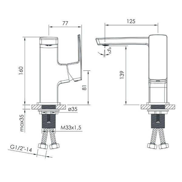 Змішувач для умивальника IMPRESE GRAFIKY ZMK041807012, чорний нікель 60058 фото