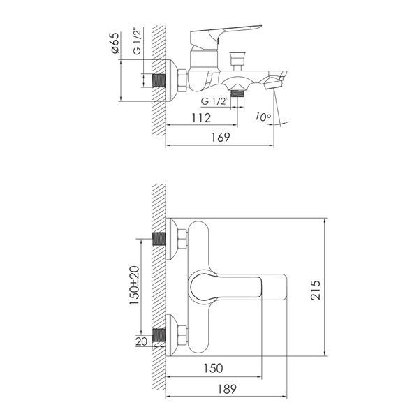 Змішувач для ванни IMPRESE KUCERA f03203410AA, чорний 93537 фото