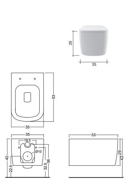 Унитаз подвесной безободковый NIC DESIGN SEMPLICE 3699001, белый глянец 99384 фото