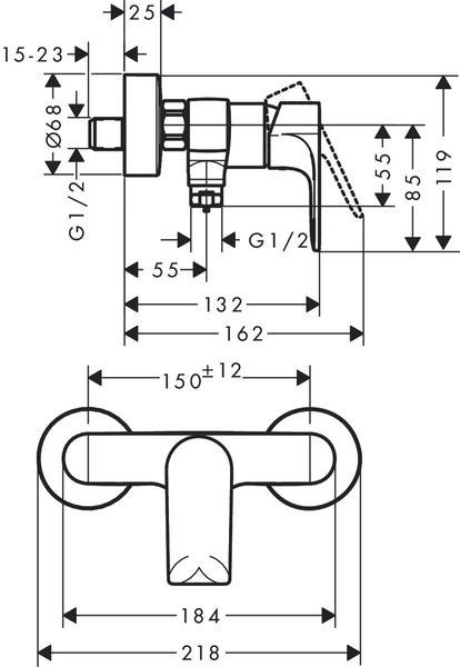 Змішувач для душу HANSGROHE REBRIS E 72650670, чорний 88395 фото