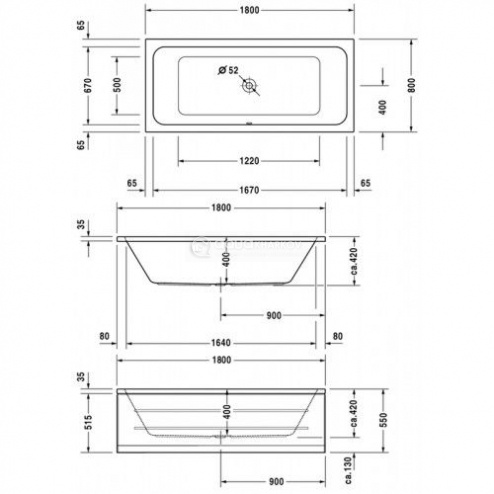 Ванна акриловая DURAVIT D-CODE 700101000000000, 180х80 800005927 фото