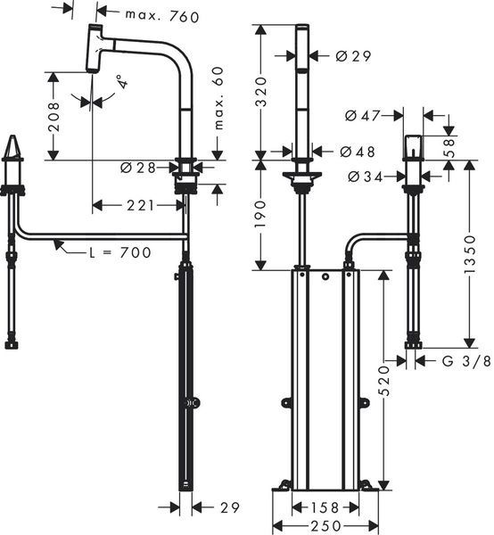 Смеситель для кухонной мойки HANSGROHE METRIS SELECT M71 73804000 75649 фото