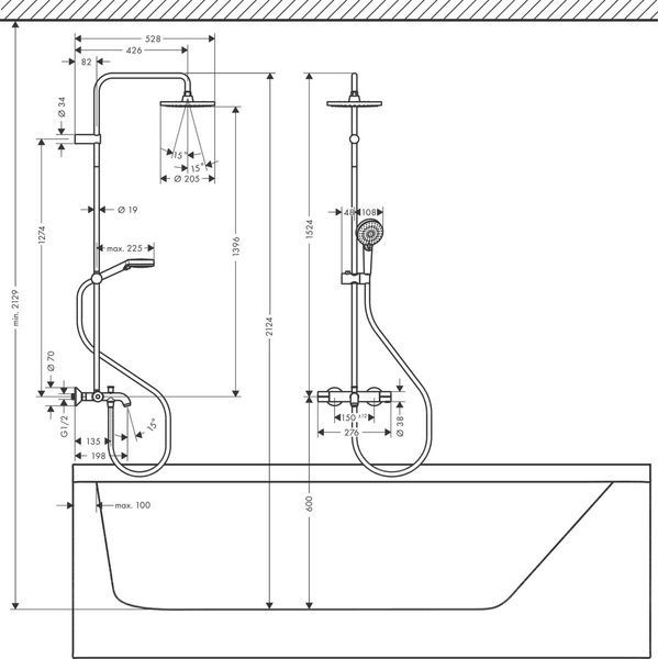 Душевая система с термостатом HANSGROHE VERNIS BLEND 26274000 81639 фото