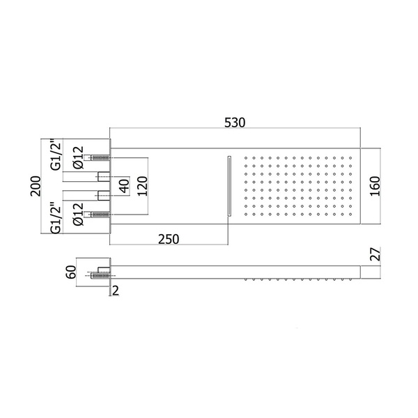 Душевая система верхний душ 520х160 мм PAFFONI KIT KITLEQ519CR/M520 800000007235 фото