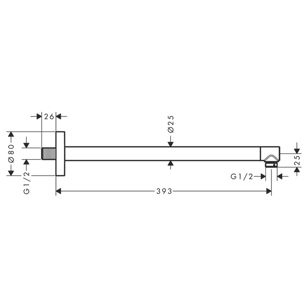 Кронштейн для верхнього душу 39 см HANSGROHE HANSGROHE 24357000 99793 фото