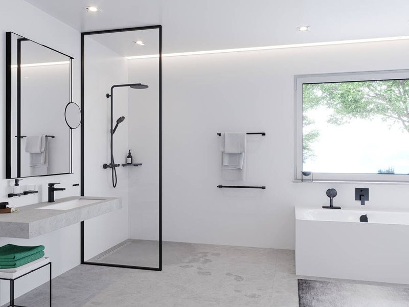 Держатель для банных полотенец HANSGROHE ADDSTORIS 41747340, черный матовый хром 91880 фото