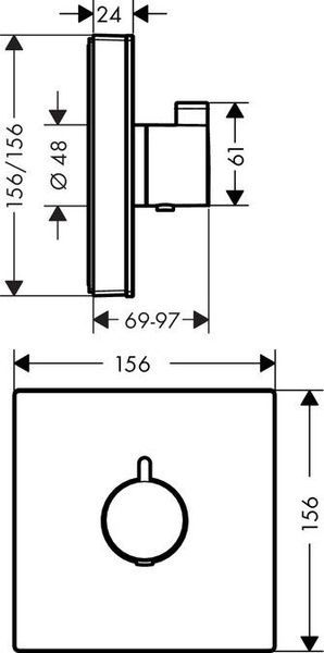 Термостат для душа стеклянный HANSGROHE SHOWERSELECT 15734600, черный 53811 фото