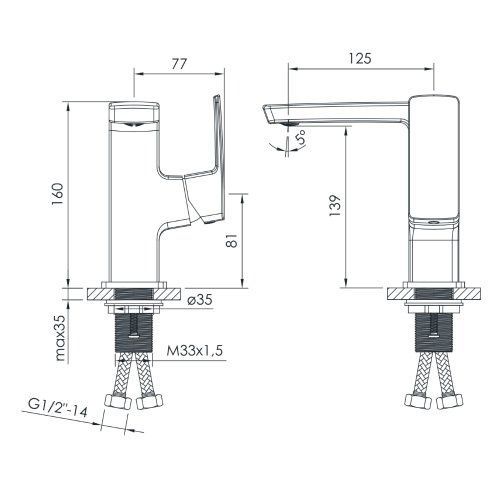 Змішувач для умивальника IMPRESE GRAFIKY ZMK1725150354, бронза сатин 92767 фото