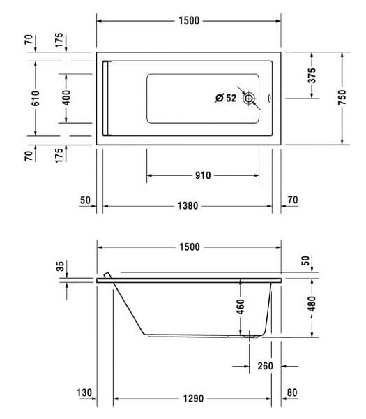 Ванна акрилова DURAVIT STARCK 700332000000000, 50х75 800005928 фото