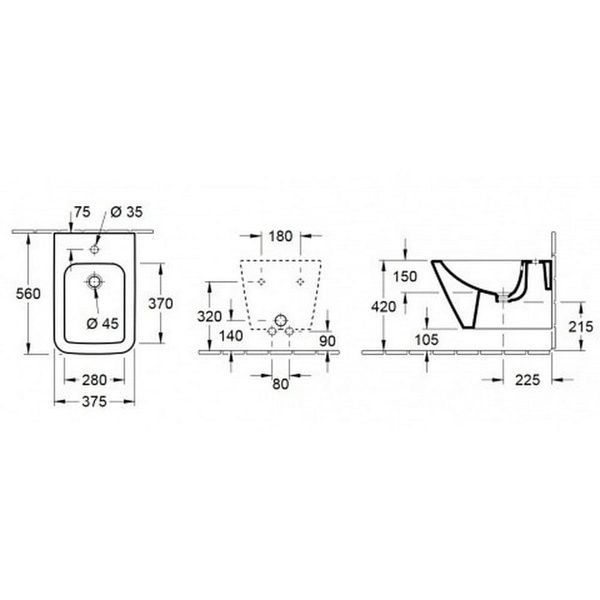 Биде подвесное VILLEROY & BOCH FINION 446500R1, белый 58616 фото