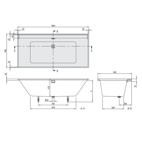 Ванна акриловая VILLEROY & BOCH COLLARO UBA199COR2NV-01, 190x90 см, сифон, белый 83235 фото