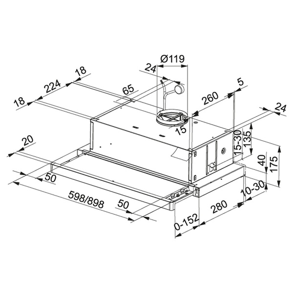 Витяжка кухонна FRANKE FLEXA FTC 612 XS LED1 315.0532.375, нержавіюча сталь 800006328 фото