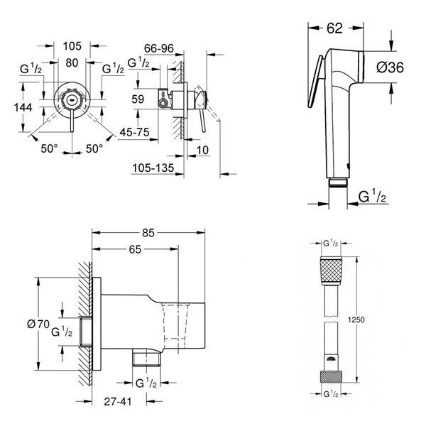 Гигиенический душ со смесителем GROHE BAUCLASSIC UA11104802 99097 фото