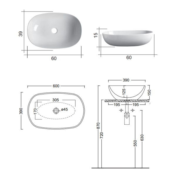 Умивальник накладний 60 см NIC DESIGN MILK EXTREME 1526059, зелений матовий 99396 фото