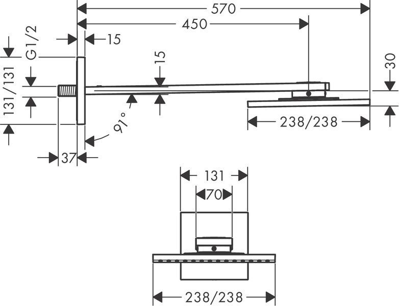 Верхній душ 250/250 1jet AXOR SHOWER SOLUTIONS 35306000, з тримачем 800004604 фото