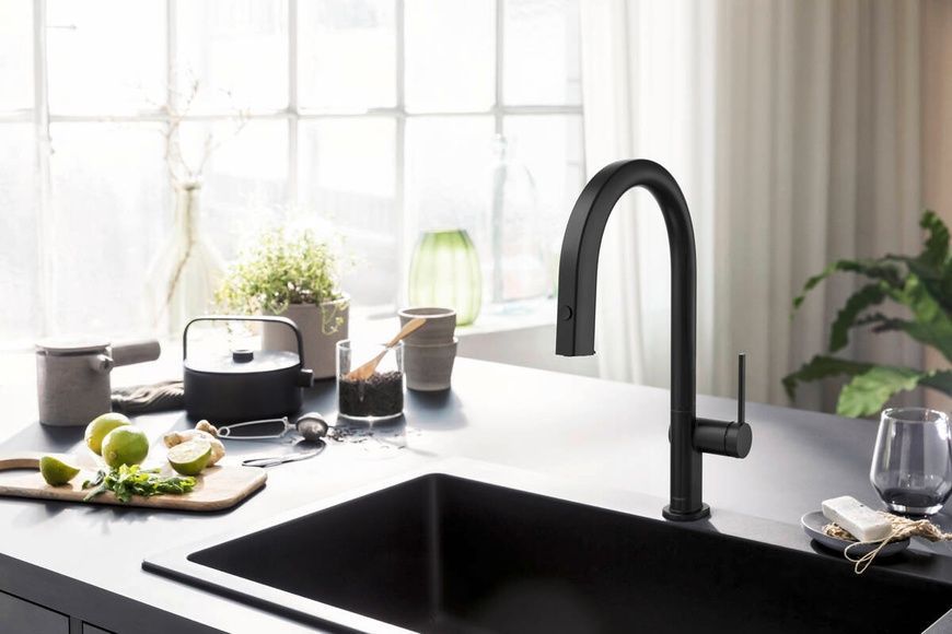 Змішувач для кухонної мийки HANSGROHE AQITTURA M91 76801670, чорний матовий 800003938 фото