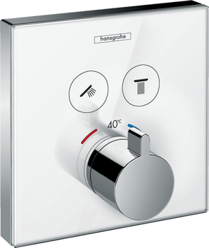 Термостат для двух потребителей стеклянный HANSGROHE SHOWERSELECT 15738400, хром с белым 47955 фото