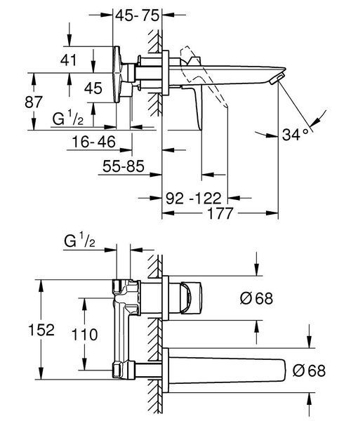 Змішувач для умивальника прихованого монтажу GROHE BAULOOP 20289001, хром 96698 фото