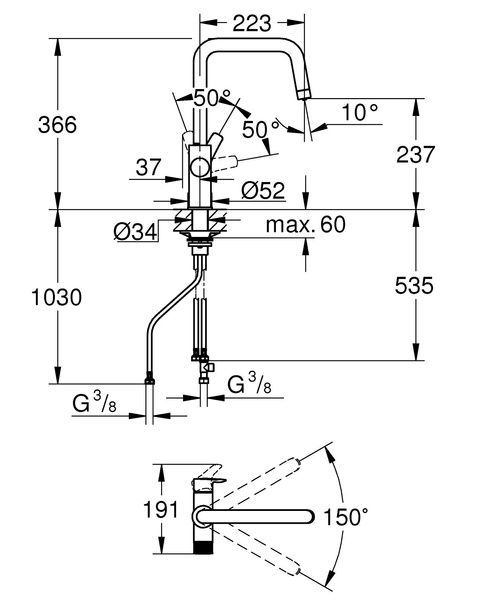 Смеситель для кухни с подключением фильтрованной воды GROHE BLUE 30583000 94719 фото
