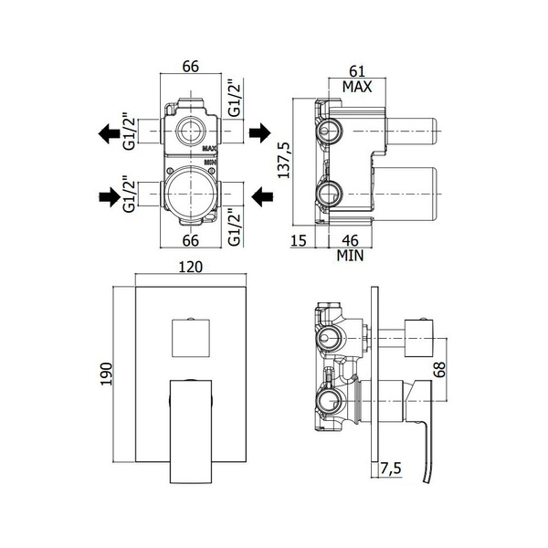 Душевая система верхний душ 300x300 мм PAFFONI KIT KITEL018CR300 800000007287 фото