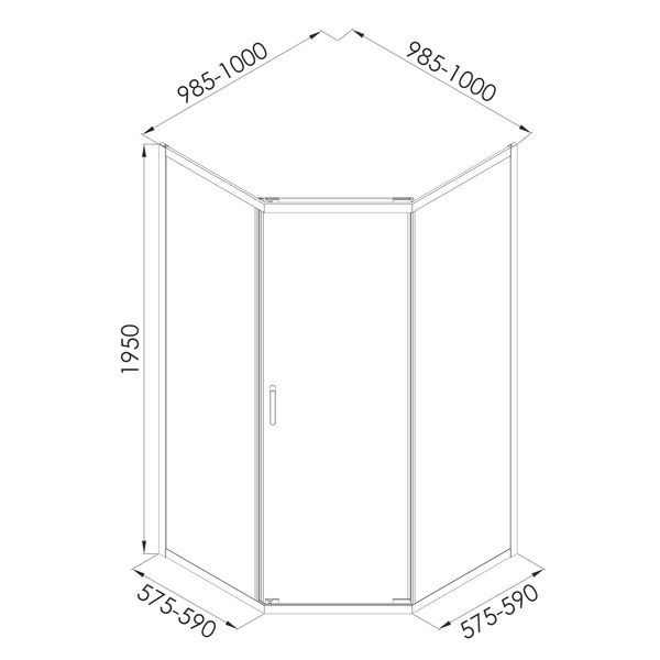 Душова кабіня п'ятикутна 100x100 IMPRESE SKALA s09806051GR, хром сатин 95145 фото