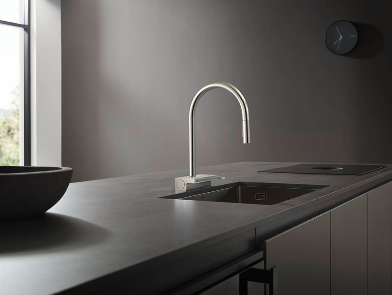Смеситель для кухни с выдвижным изливом HANSGROHE AQUNO SELECT 73831000, хром 74873 фото