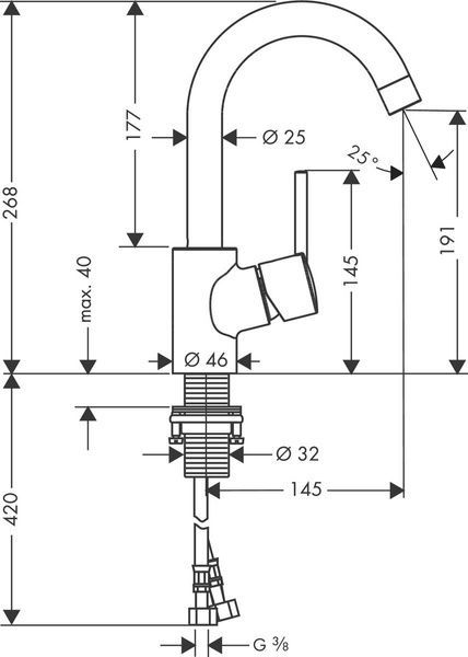 Смеситель для раковины с поворотным изливом и донным клапаном HANSGROHE TALIS S 32070000 13762 фото