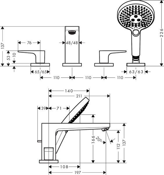Смеситель на борт ванны HANSGROHE METROPOL 32553000 95574 фото