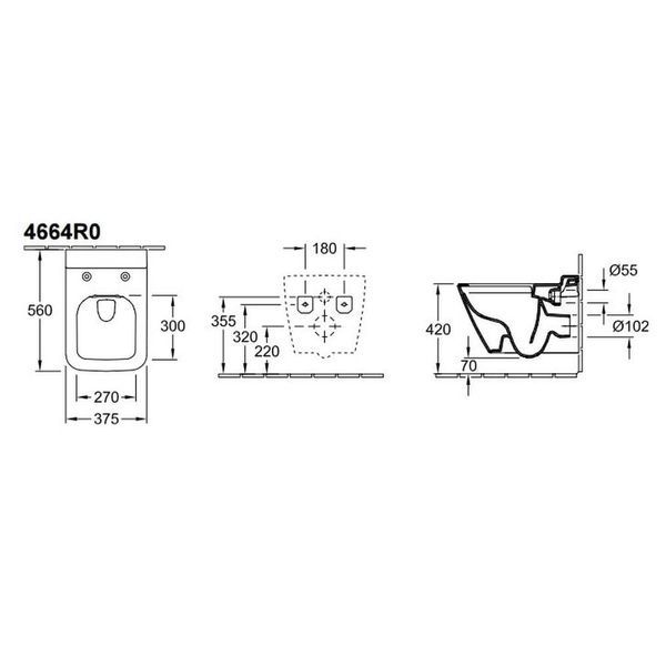 Унітаз підвісний VILLEROY & BOCH FINION 4664R0R1, Rimless, білий 58611 фото