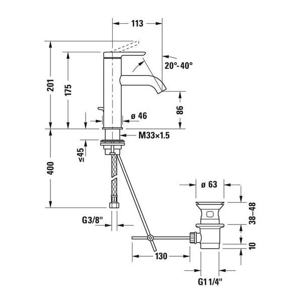 Смеситель для умывальника DURAVIT C.1 C11020001010 800006130 фото