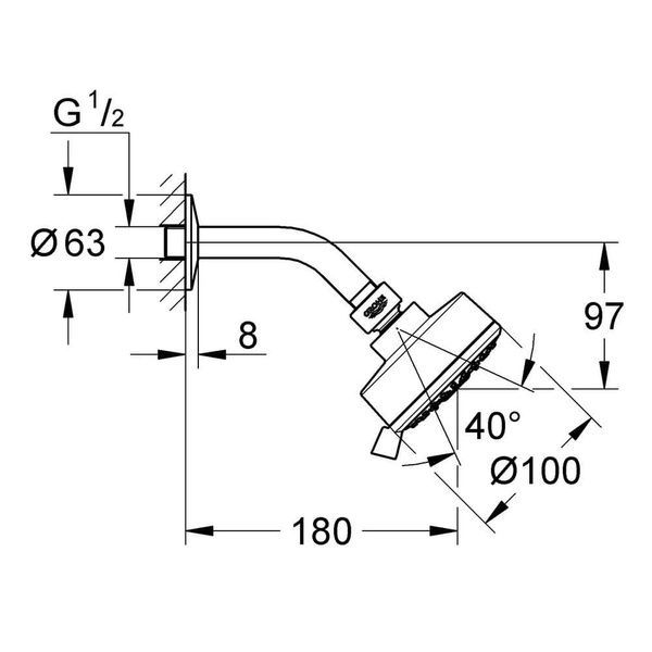 Лейка верхнего душа GROHE NEW TEMPESTA COSMOPOLITAN 26090001, хром 62570 фото