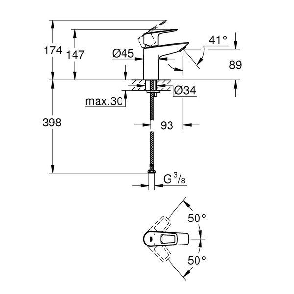 Змішувач для умивальника GROHE BAULOOP 23337001 88496 фото