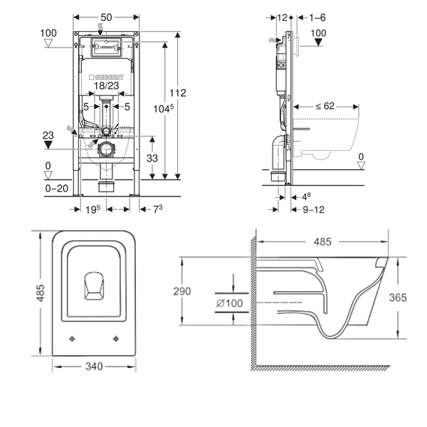 Набор инсталляция GEBERIT 458.103.00.2 DUOFIX Basic с унитазом IMPRESE KUBIK Twist, без клавиши 102226 фото