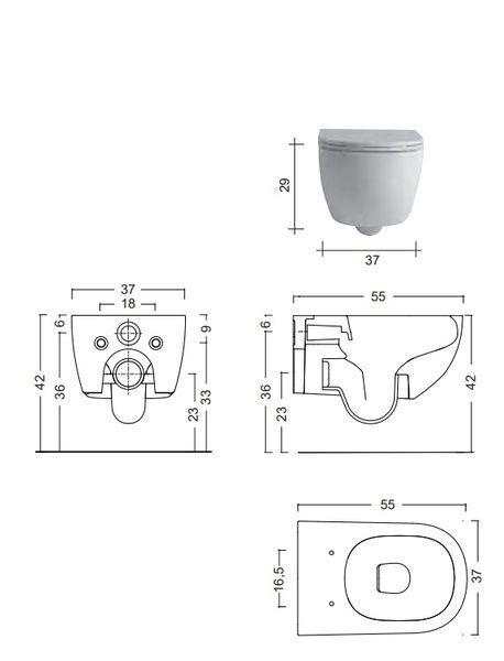 Унитаз подвесной безободковый NIC DESIGN PIN 3709001, белый глянец 99412 фото