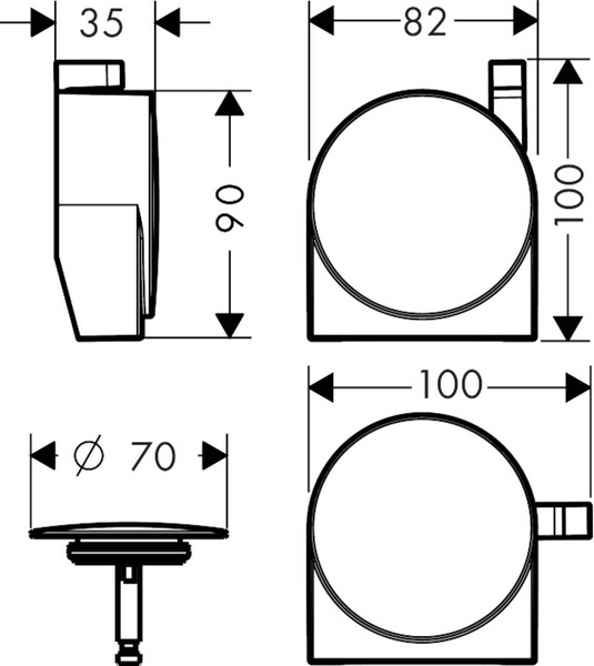 Набор накладок сифона для ванны HANSGROHE EXAFILL S 58117700, белый 77774 фото