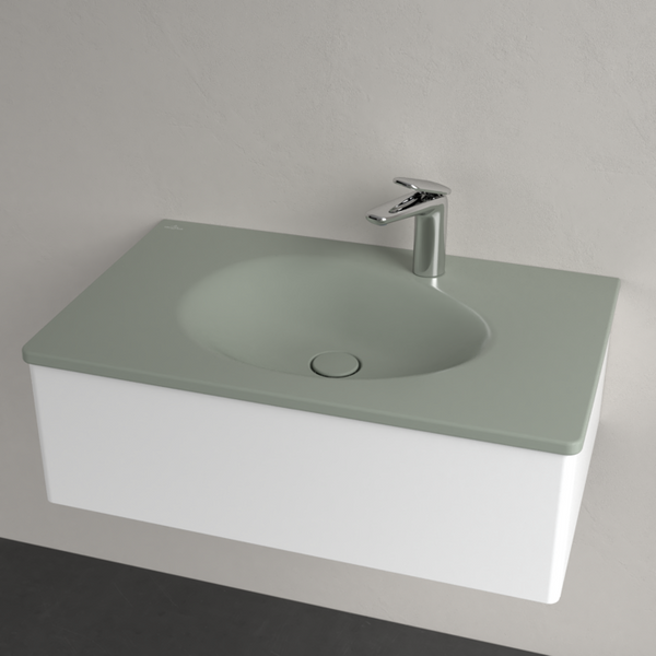 Умивальник накладний VILLEROY & BOCH ANTAO 4A7584R8, 80x50см, з прихованим переливом, з отвором під змішувач, Ceramic Plus, зелений 800005690 фото