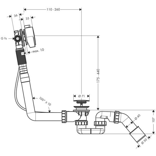 Сифон для ванни HANSGROHE EXAFILLS 58113000 13517 фото