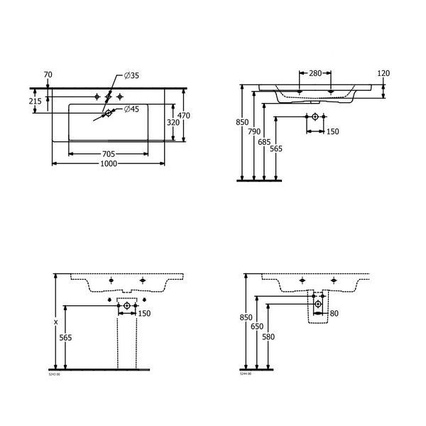 Умивальник накладний VILLEROY & BOCH SUBWAY 3.0 4A70A501, 100x47 см, білий 83640 фото