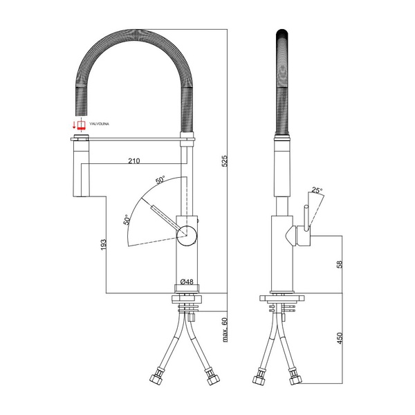 Смеситель для кухни PAFFONI LIGHT MERCURY GREY LIG179MGNO, графит матовый 800000008289 фото