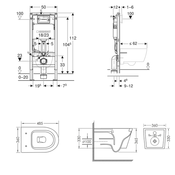 Набор инсталляция GEBERIT 458.103.00.2 DUOFIX Basic с унитазом IMPRESE ROZKOS Twist, без клавиши 102227 фото